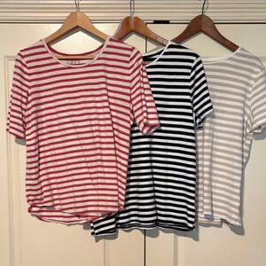 Striped Short Sleeve Tees - pink, navy & beige